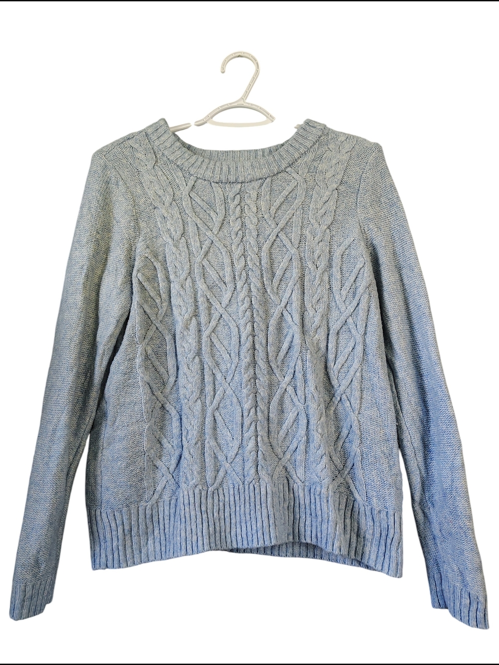 croft & barrow Light Blue Cable Knit Crewneck Sweater